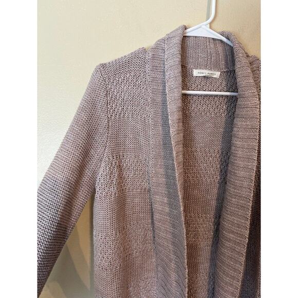 Honey Punch Knit Cardigan Small Open Front Sweater Neutral Women - Picture 2 of 5